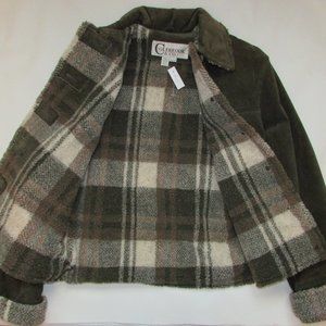 COLEBROOK & CO. Suede & Plaid Berber Jacket Coat - NEW - Small